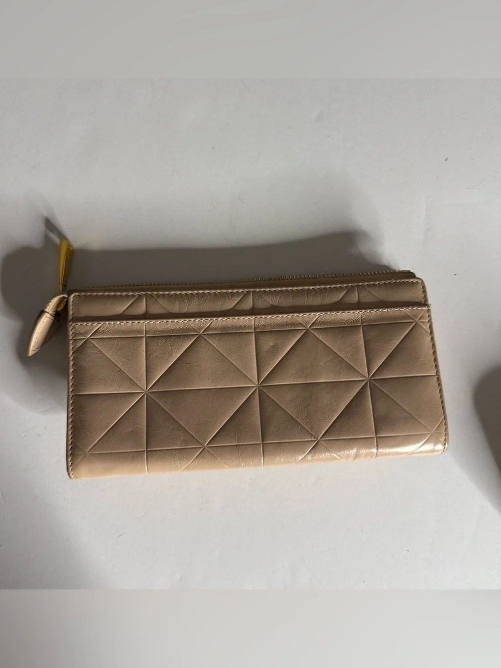 Marc Jacob’s Beige Quilted Leather Zip Wallet with Double Front Pockets